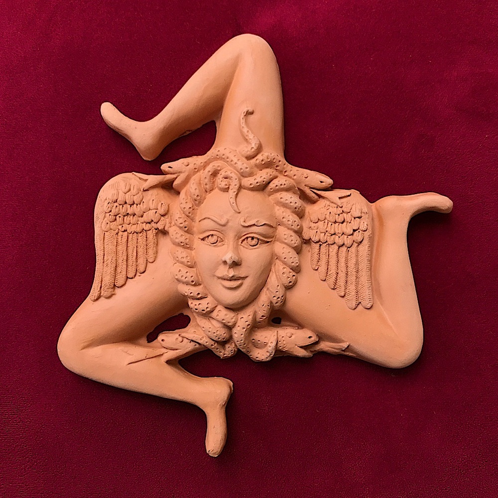 🌞Made in Sicily! Authentic Terracotta Trinacria Wall Decoration